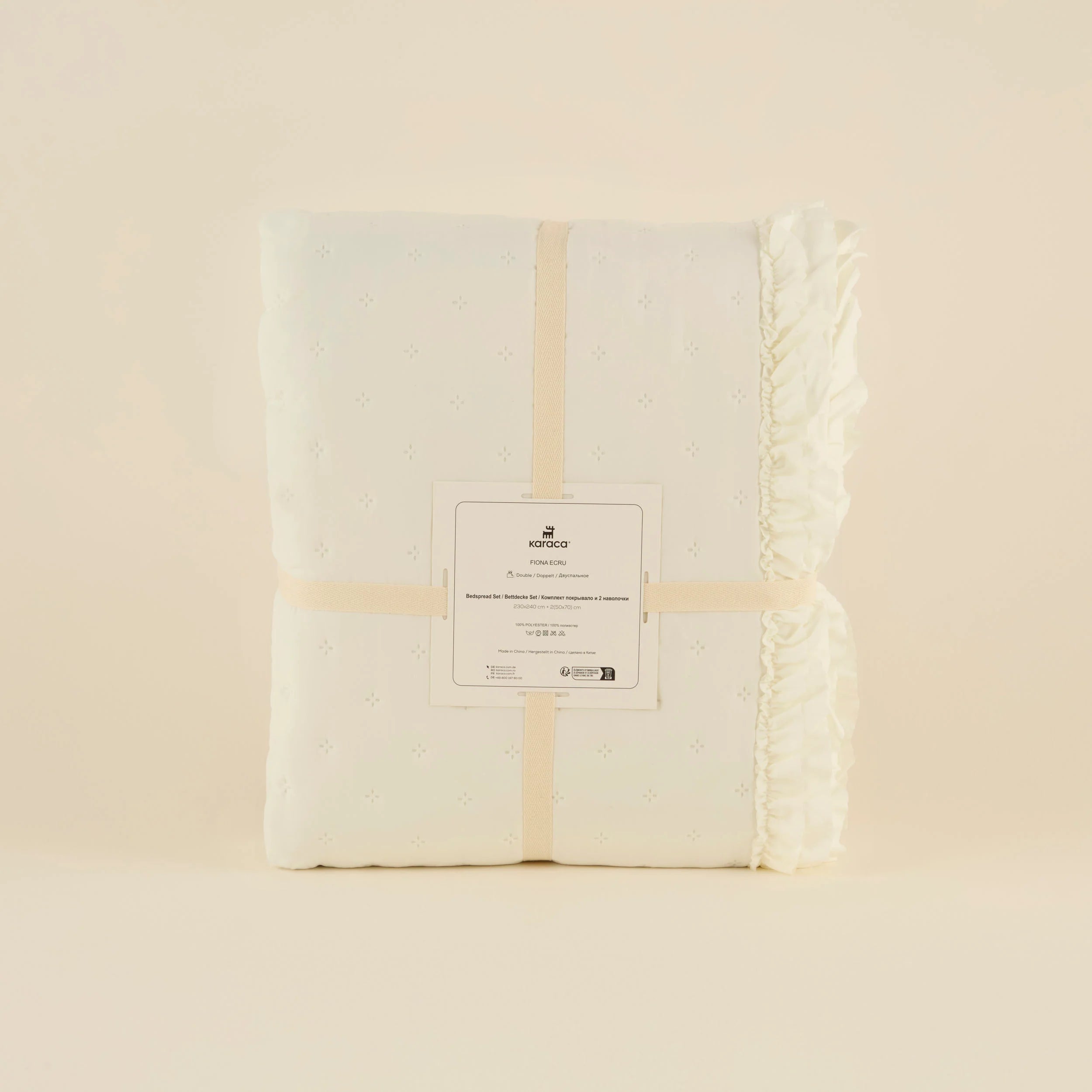 Fiona Bettüberwurf Set Ecru 230x240cm + 2(50x70) cm