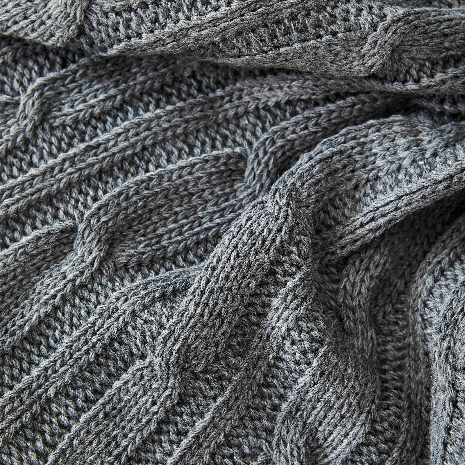 Karaca Home Grey Cable Knit Throw