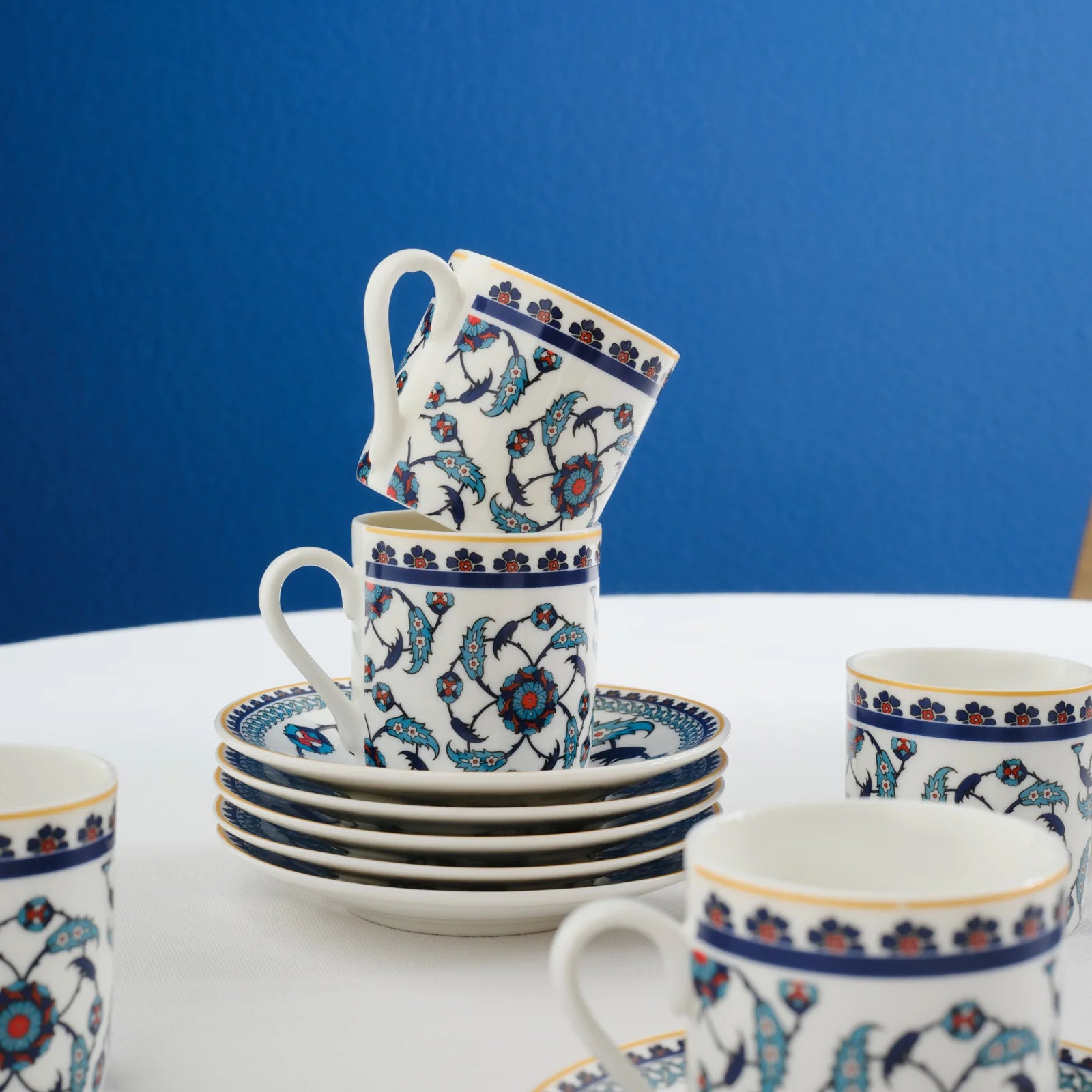 Karaca Rumi Kaffeetassenset für 6 Personen, 80 ml