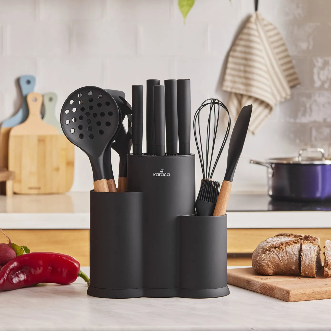 Karaca Burby Wood Service und Messerset, 14-Teilig