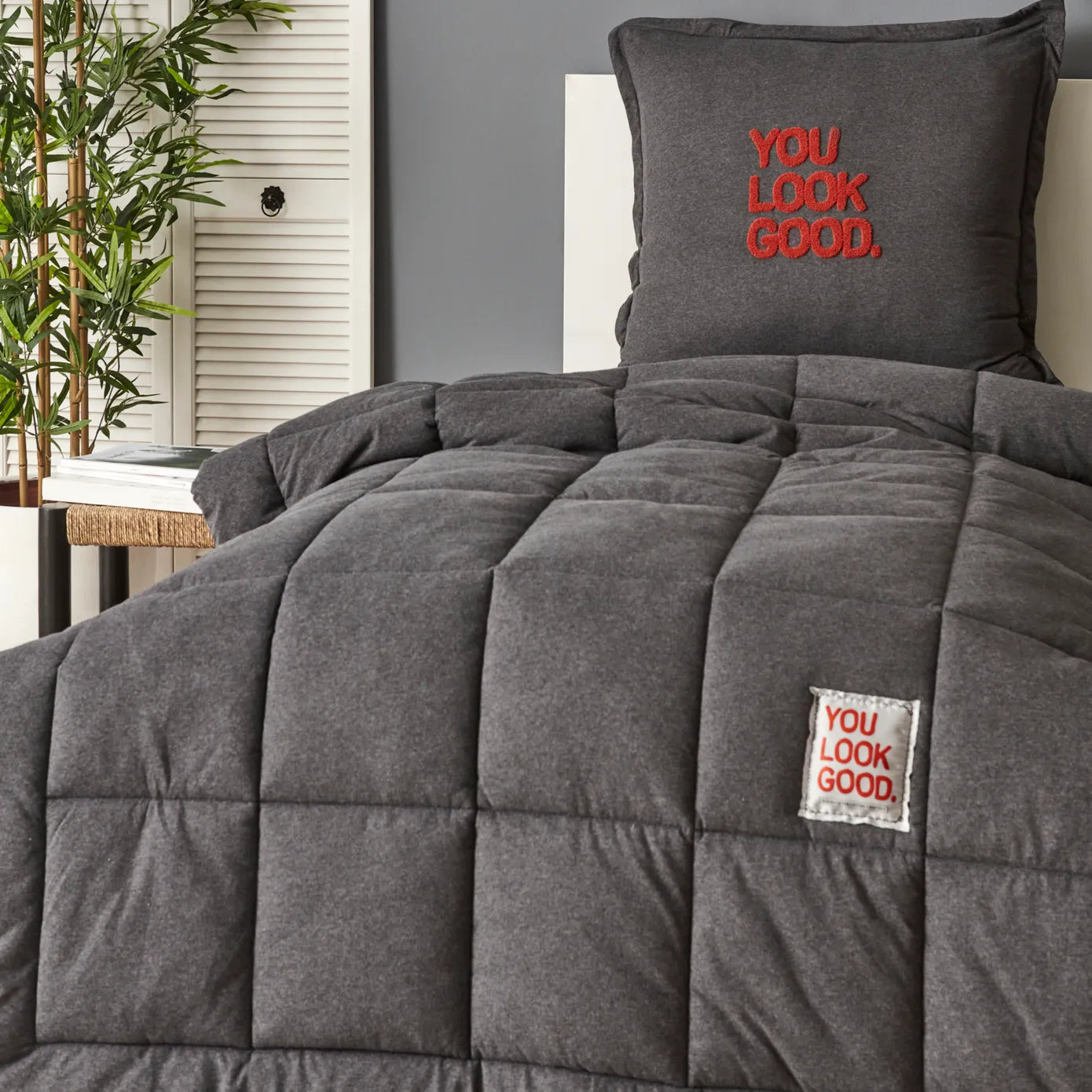 Karaca Motto Anthrazit Cotton Comfort Set 135X200 cm