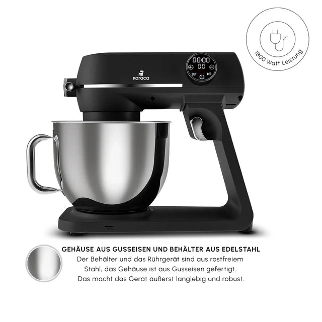 Karaca Multichef Artisan Digitale Anzeige 7 Liter Gusseisen Standmixer Schwarz 1800W