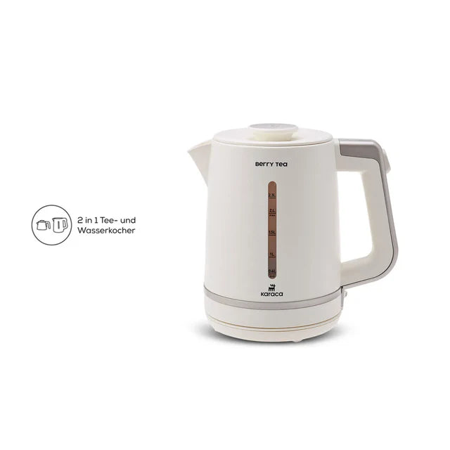 Karaca Berry Tea XL 2in1 Teekocher mit Stahleinsatz und Wasserkocher, Mulberry, 1700W