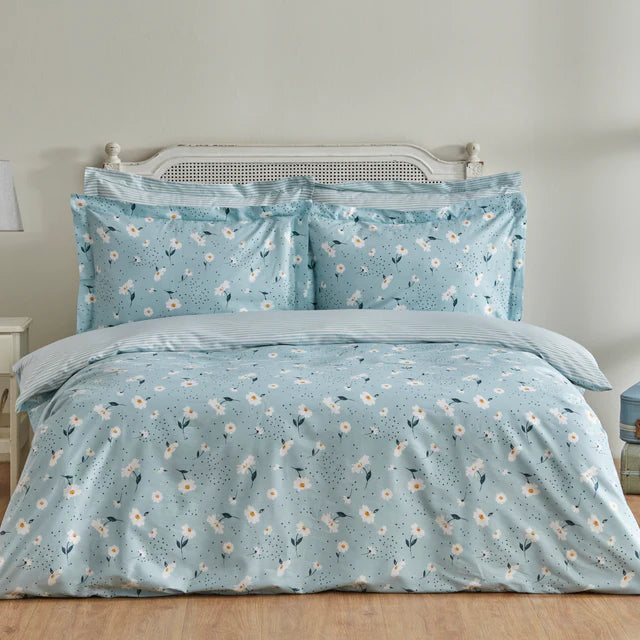 Karaca Daisy 100% Baumwolle Doppel Bettbezug Set, Mint