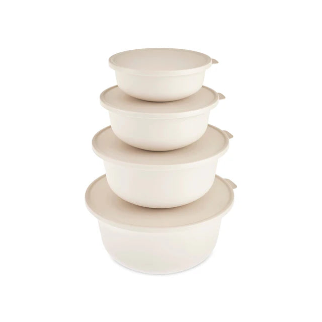 Karaca Forbs 4-teiliges 2 in 1 Aufbewahrungsbehälter-Set, Creme