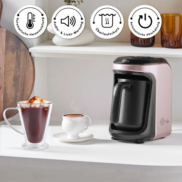 Karaca Hatır Hüps Mokkamaschine mit Milchfunktion Roségold, 535W