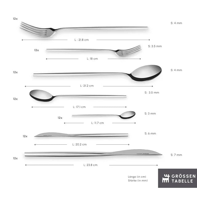 KARACA MILD BESTECKSET FÜR 12 PERSONEN, 84TLG