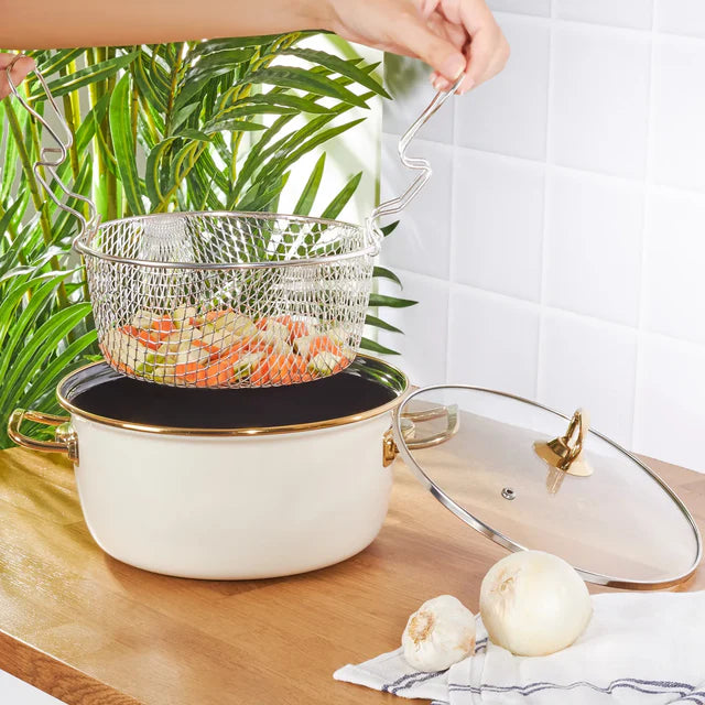 Karaca Love of Kitchene Emaille Bratpfanne, Creme, 22 cm