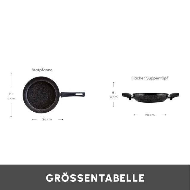 Karaca Biogranit Pfannen-Set, Schwarz/Gold, 2tlg